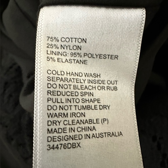 Bardot | NWOT Size 6 Cotton Laced Up Plunging V-neck Black on Black Lace Dress - Picture 12 of 13